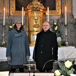 Elisabeth Huber, Sopranistin und Siegfried Kager, Chorleiter des Kirchenchores Lieboch
