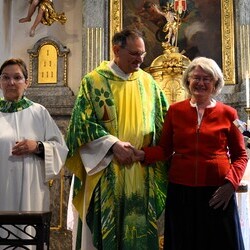 Geburtstagsgratulation - Susanne Linhardt, Vikar Gerhard Hatzmann, Gerti Reiterer, Margret Hofmann